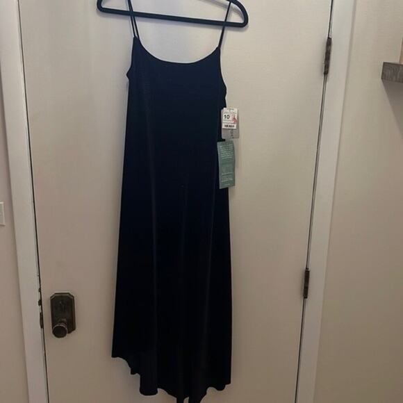 Papell Boutique Evening High Low Sleeveless Black PolkaDot Dress Glitter 10 NWT - Picture 1 of 5